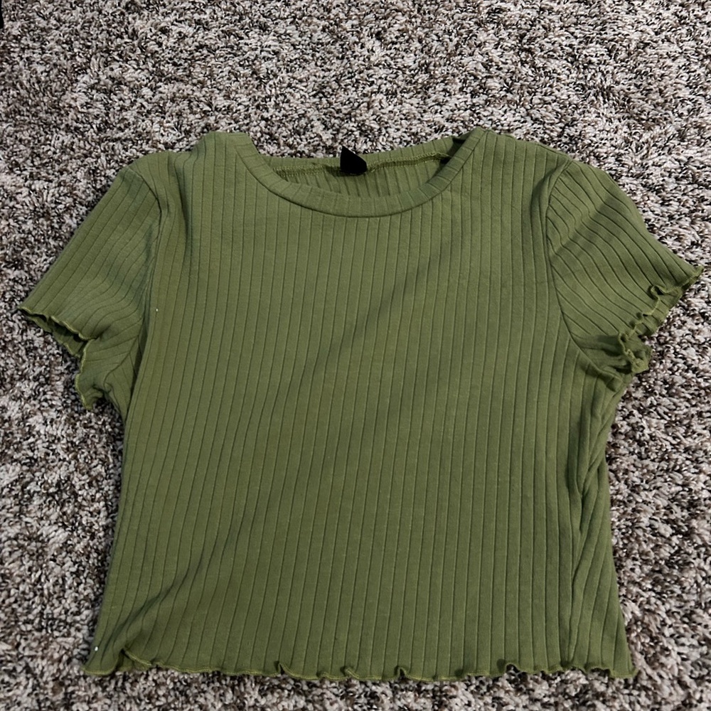 SHEIN Olive Ribbed Crop Top